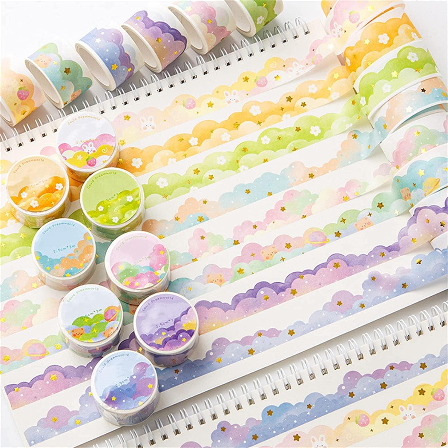 Washi Tape Set - 8 Rolls Color Cloud Washi Tape