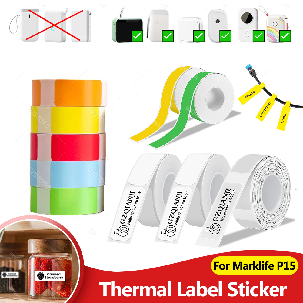 Label Printer Tape - 1Roll P15 Thermal Label Sticker15X30MM 12mm*30mm