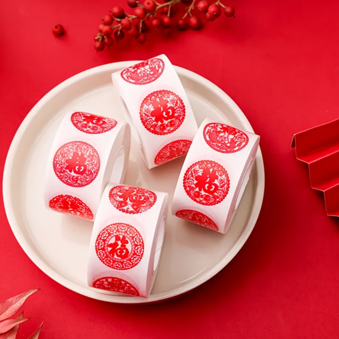 Sticker Label Roll - Chinese New Year Fu Character Transparent