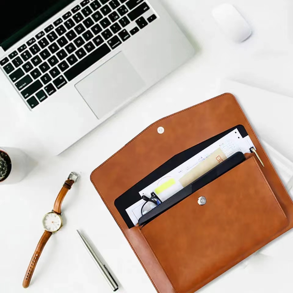 Portfolio Folder Zip - A4 Leather File Folder Large Capacity