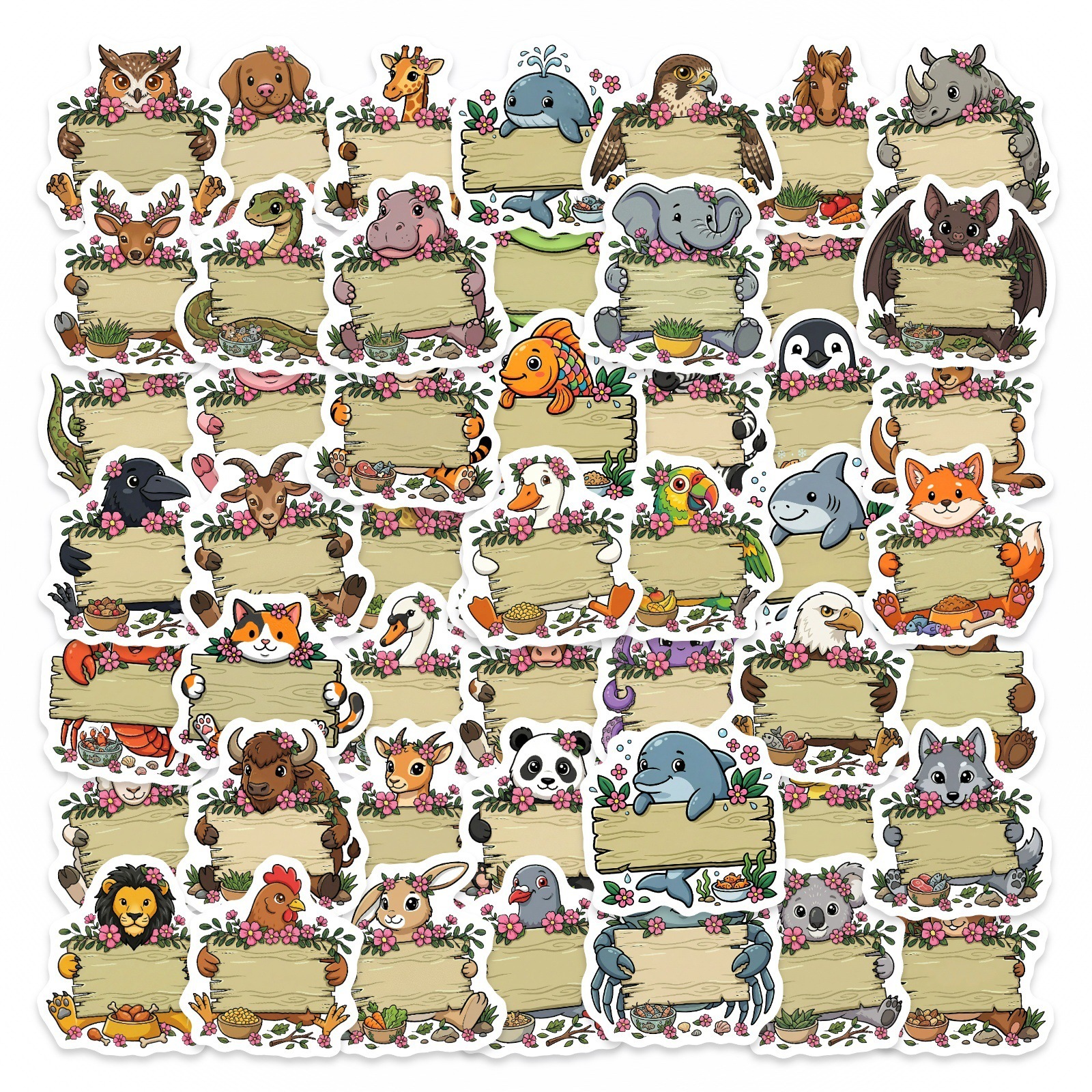 Paper Deal Stationery & Office Supply Kota Bharu - 50/100Pcs HD Watercolor Forest Animal Stickers