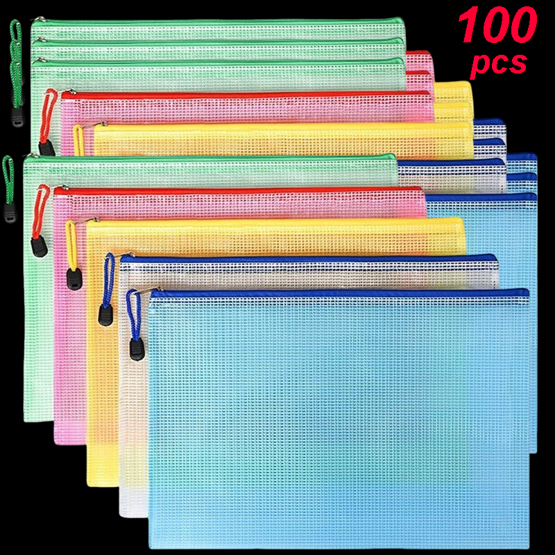 Portfolio Folder Zip - 5-100PCS Stationery Storage Folder File Mesh