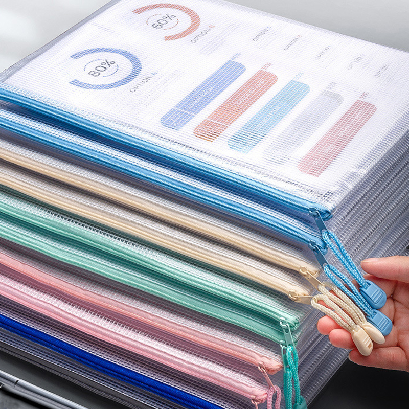 Portfolio Folder Zip - Mesh Zipper Storage Bags Document Bag