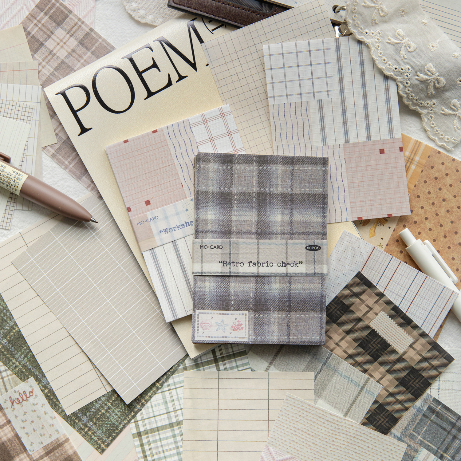 Journal GO 50pcs Kawaii Plaid  - Office Stationery Supply List avaliação e preço