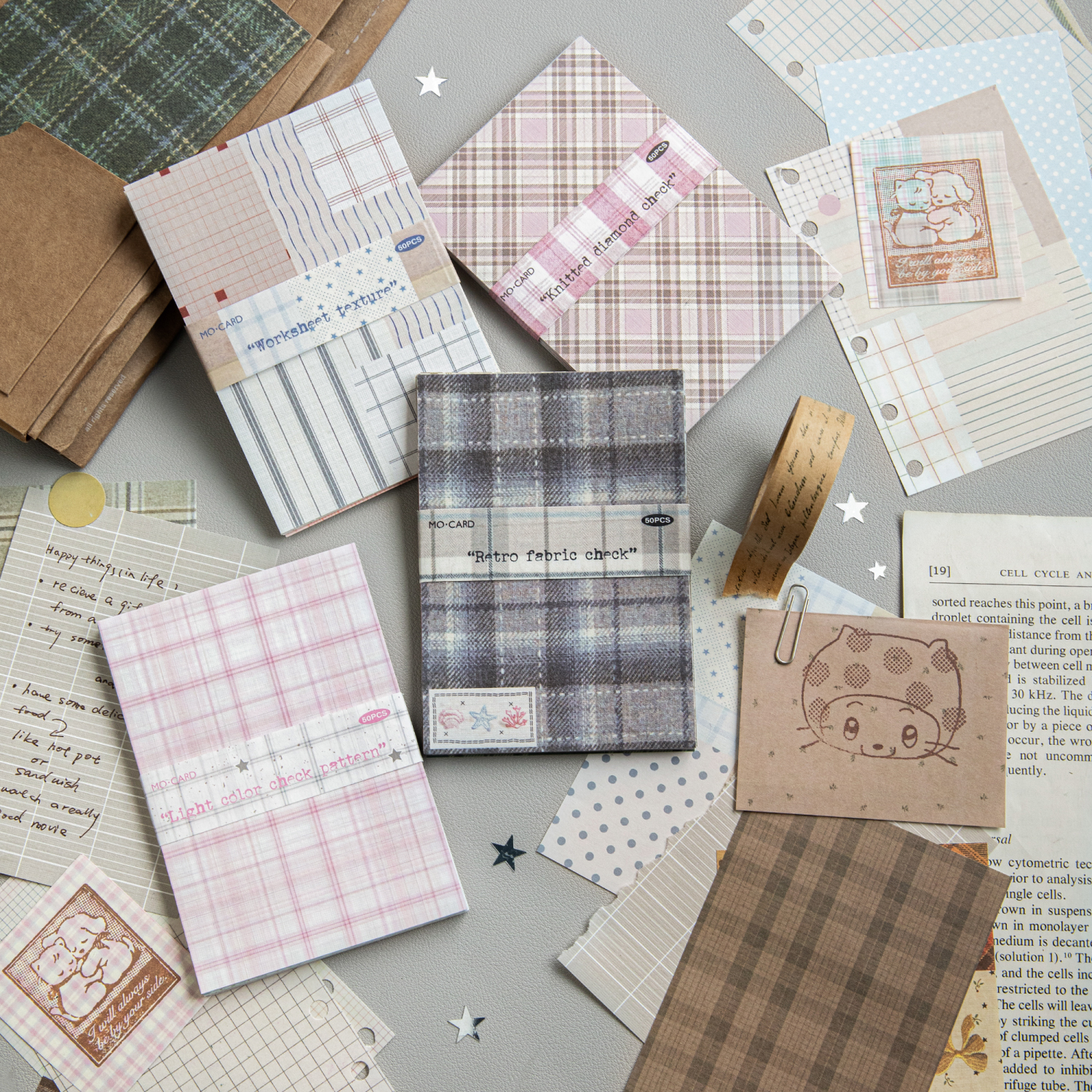 Journal GO 50pcs Kawaii Plaid  - Office Stationery Supply List avaliação e preço