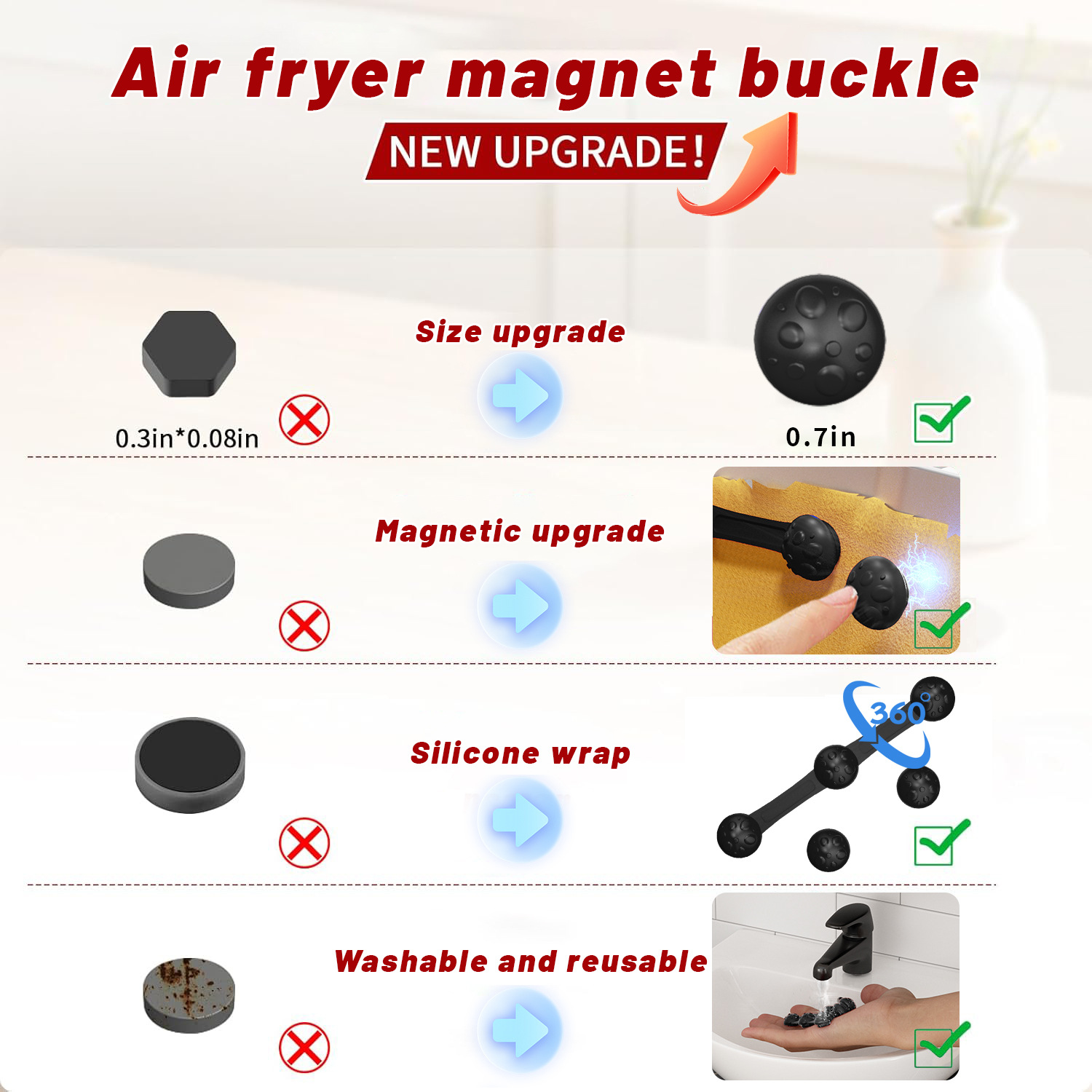 1/2sets Silicone Air Fryer Mag - Paperclip Magnetic Set avaliação e preço