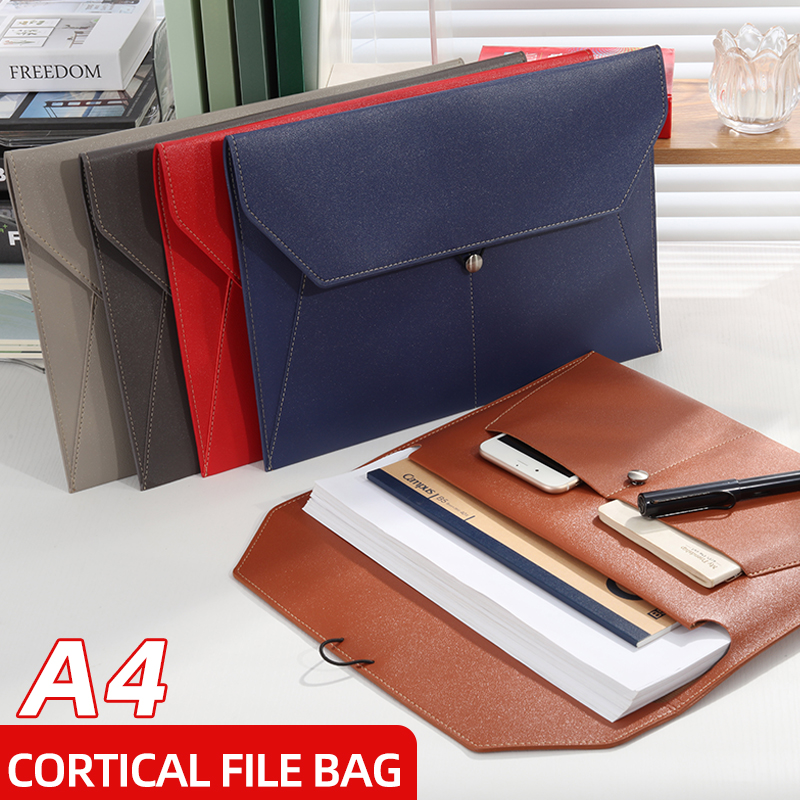 A4 Business Leather File Bag M - Portfolio Folder Zip avaliação e preço