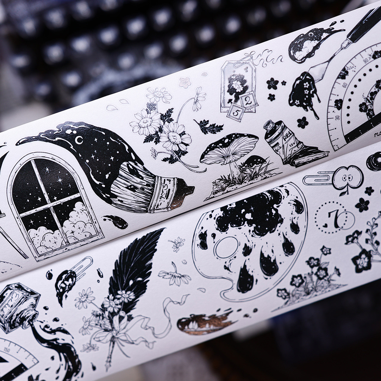 XiaoBaiJia Studio Vintage Blac - Washi Tape Set avaliação e preço