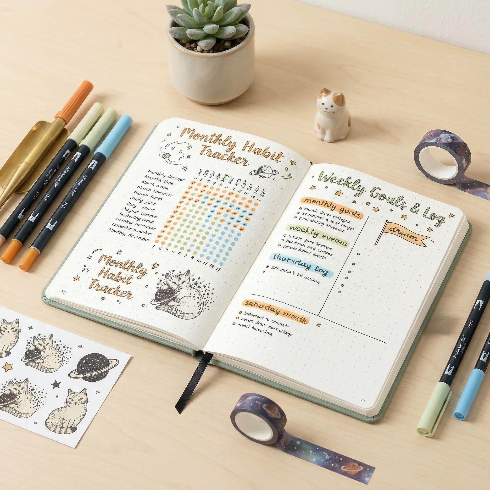 Cute Cat Planet A5 Dotted Note - Notebook Dotted A5 avaliação e preço