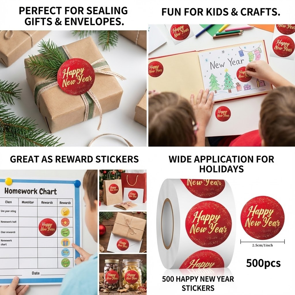 500Pcs/Roll Chinese New Year R - Sticker Label Roll avaliação e preço
