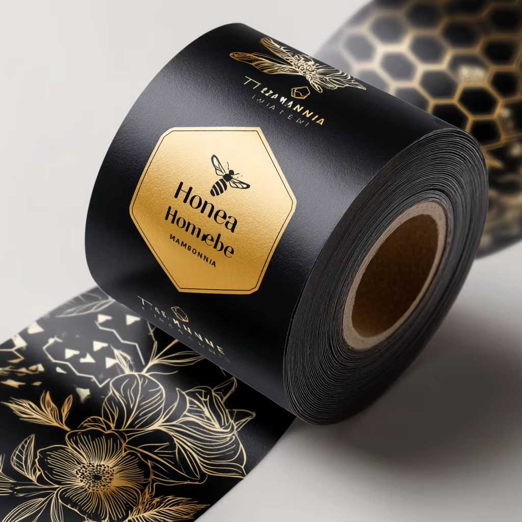 Custom Luxury Gold Foil Vinyl  - Sticker Label Roll avaliação e preço