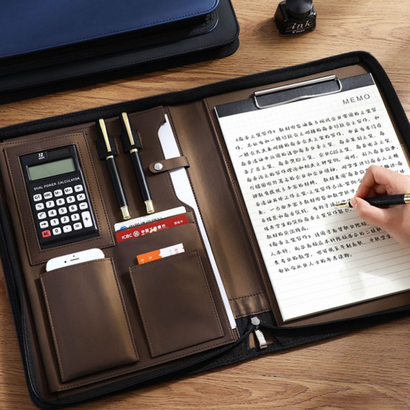 Multifunctional A4/A5 PU Leath - Portfolio Folder Zip avaliação e preço