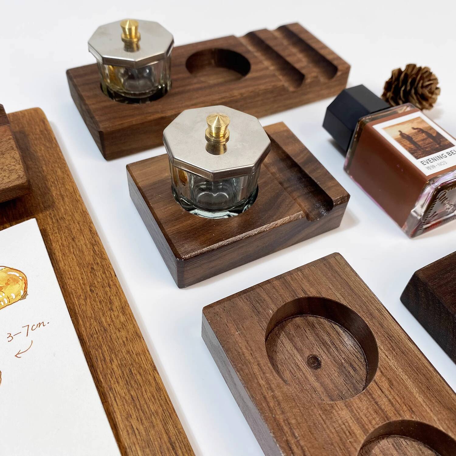 Ink Base Pen Rest Wooden Stand - Calligraphy Ink Bottle avaliação e preço