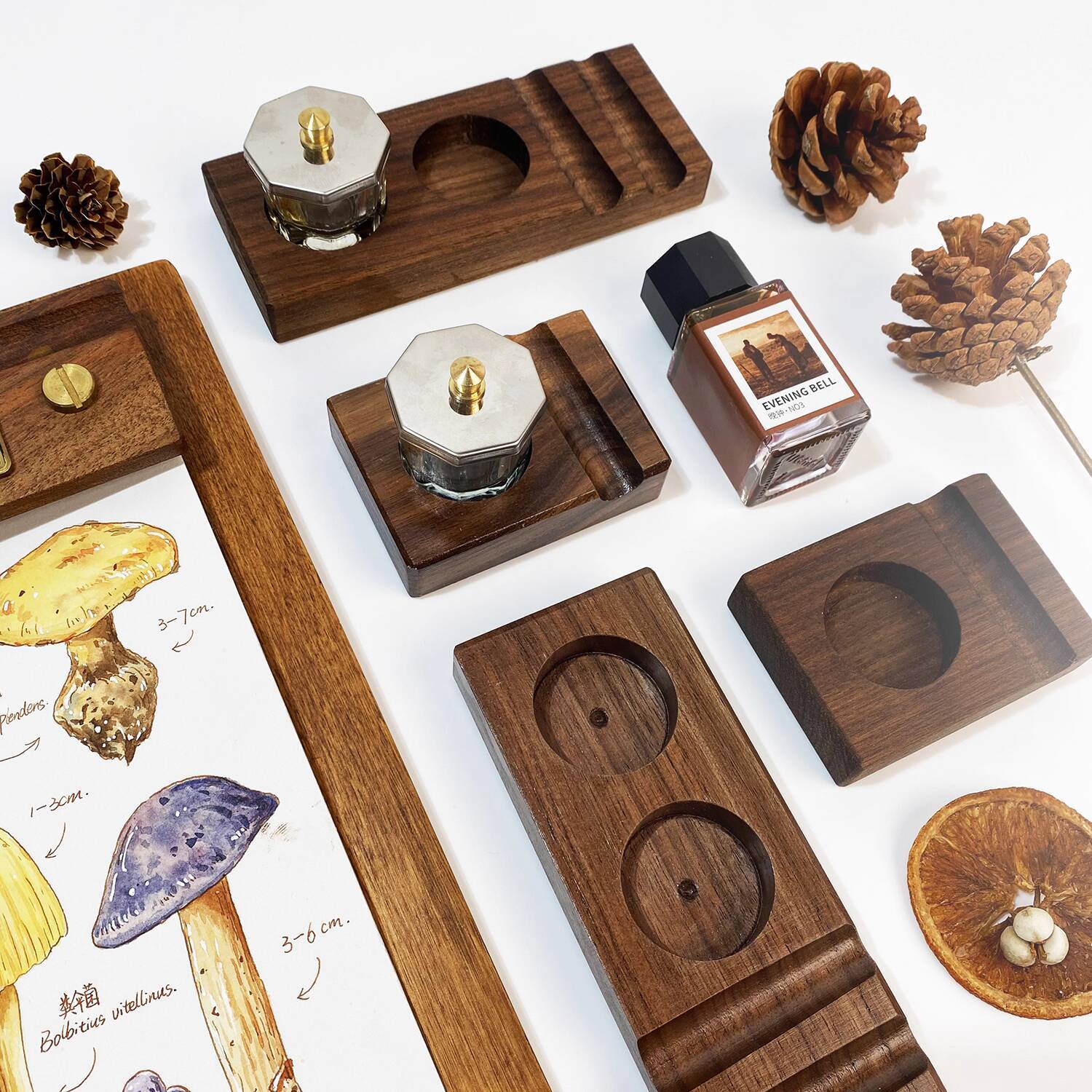 Ink Base Pen Rest Wooden Stand - Calligraphy Ink Bottle avaliação e preço