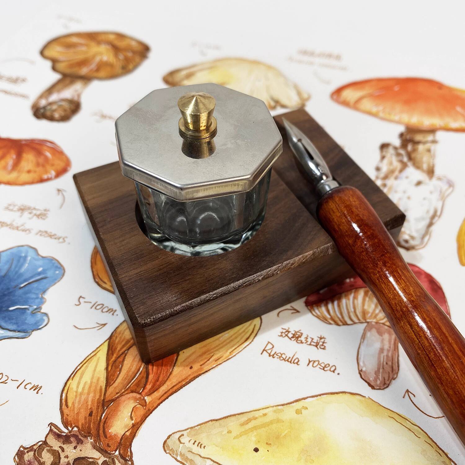 Ink Base Pen Rest Wooden Stand - Calligraphy Ink Bottle avaliação e preço