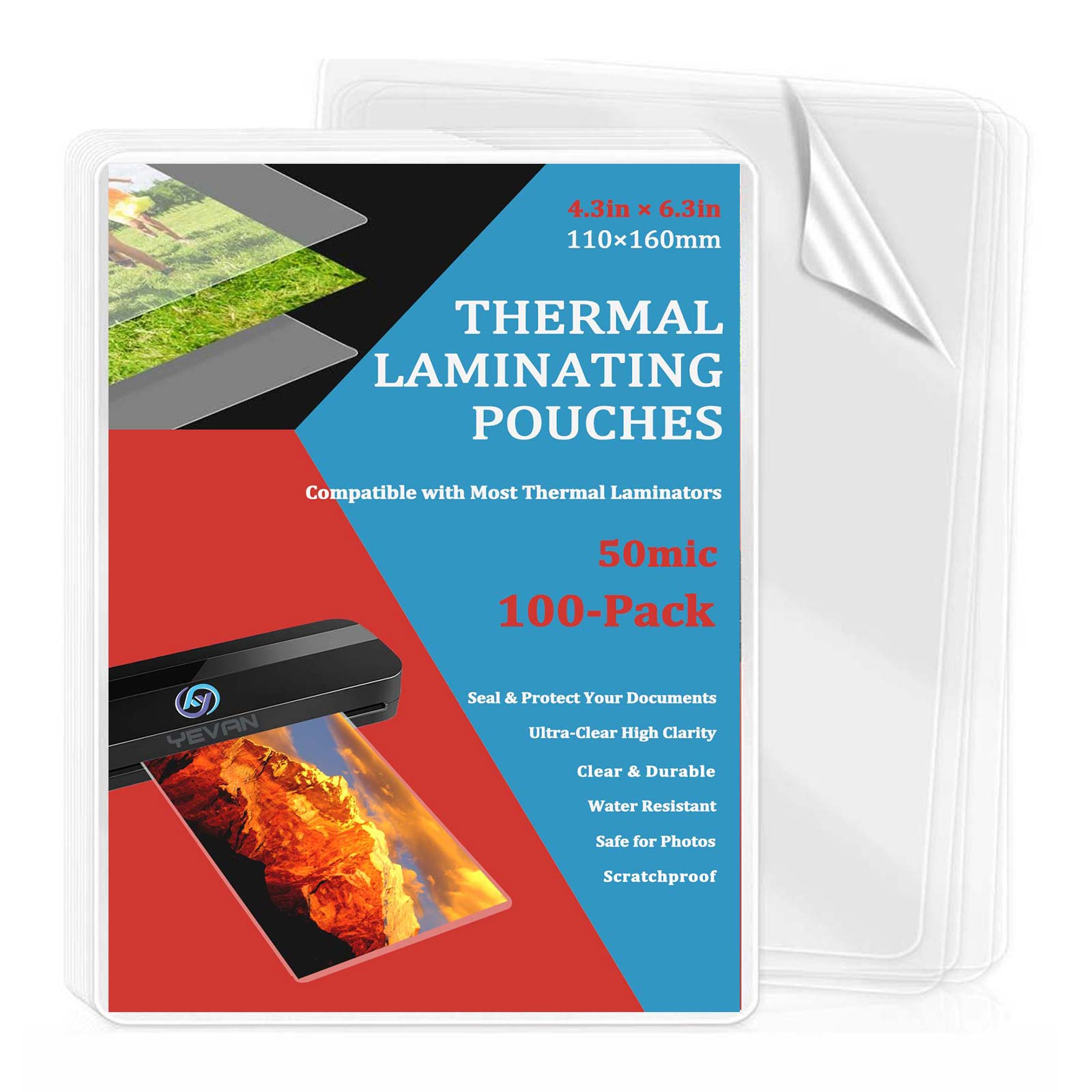 100 Sheets 4.3×6.3in Thermal L - Document Laminator Pouch avaliação e preço