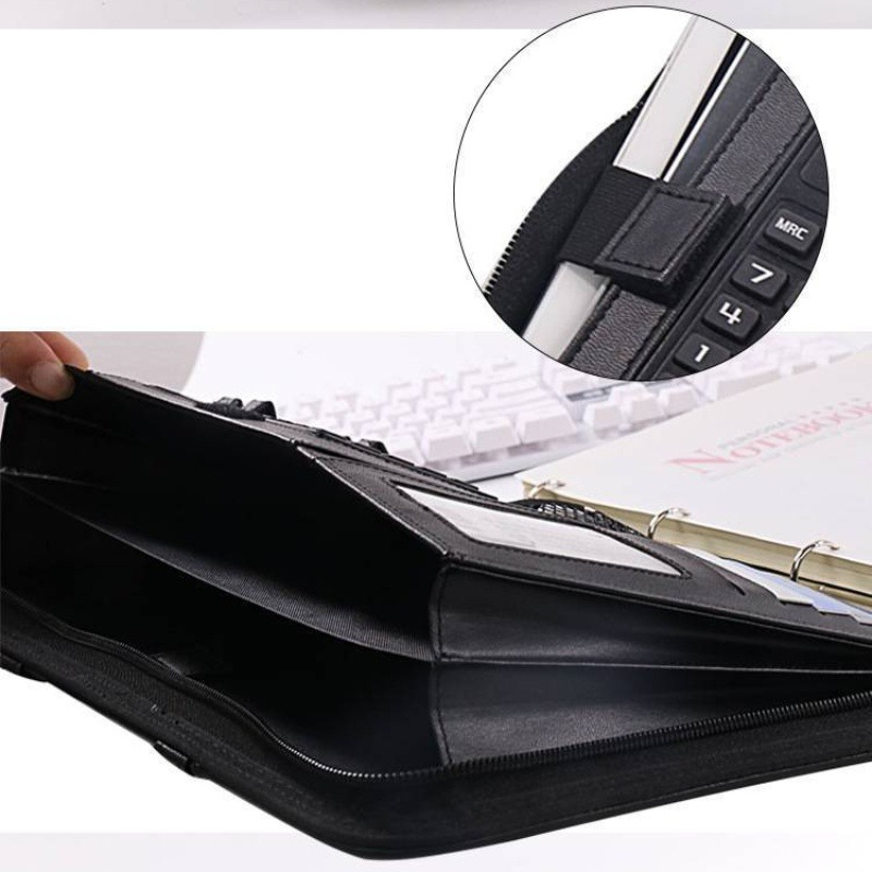 1Pc A4 PU Leather Zipper File  - Portfolio Folder Zip avaliação e preço