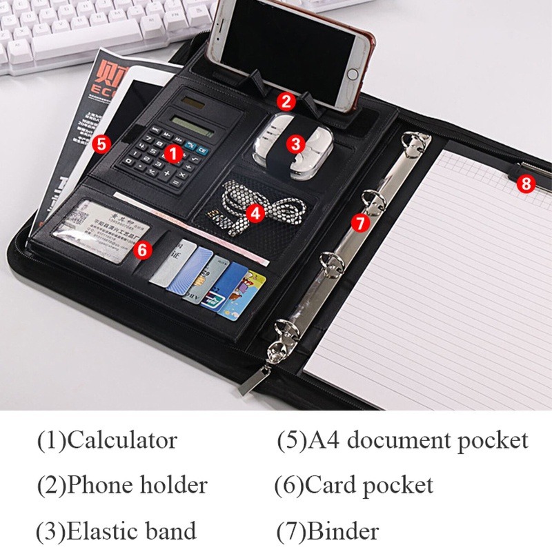 1Pc A4 PU Leather Zipper File  - Portfolio Folder Zip avaliação e preço