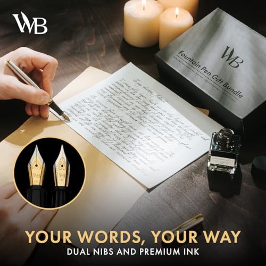 Fountain Pen Set, 18K Gilded M - Fountain Pen Ink avaliação e preço