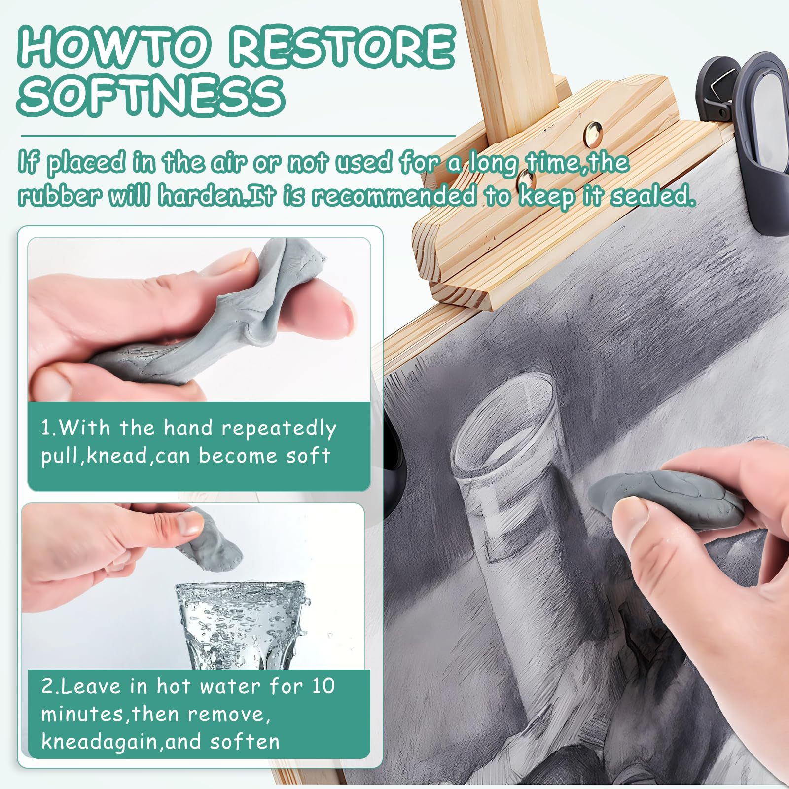 2pcs Kneaded Eraser for Artist - Rubber Eraser Kneaded avaliação e preço